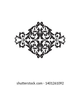 Baroque ornament with filigree in vector format for design frame, pattern. Vintage victorian or damask floral element.