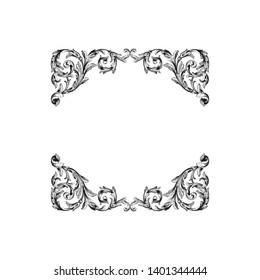 
Baroque ornament with filigree in vector format for design frame, pattern. Vintage victorian or damask floral element.