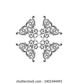 
Baroque ornament with filigree in vector format for design frame, pattern. Vintage victorian or damask floral element.