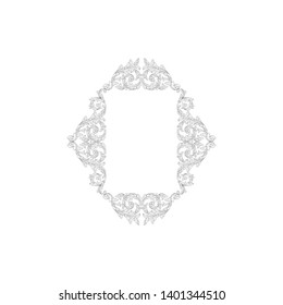 
Baroque ornament with filigree in vector format for design frame, pattern. Vintage victorian or damask floral element.