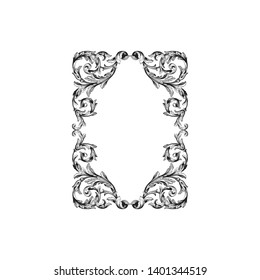 
Baroque ornament with filigree in vector format for design frame, pattern. Vintage victorian or damask floral element.
