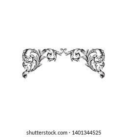 
Baroque ornament with filigree in vector format for design frame, pattern. Vintage victorian or damask floral element.