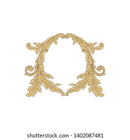 Baroque ornament with filigree in vector format for design frame, pattern. Vintage victorian or damask floral element.