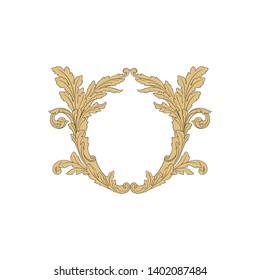 Baroque ornament with filigree in vector format for design frame, pattern. Vintage victorian or damask floral element.