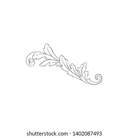 Baroque ornament with filigree in vector format for design frame, pattern. Vintage victorian or damask floral element.