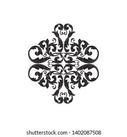 Baroque ornament with filigree in vector format for design frame, pattern. Vintage victorian or damask floral element.