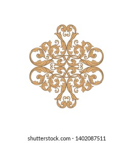 Baroque ornament with filigree in vector format for design frame, pattern. Vintage victorian or damask floral element.