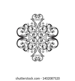 Baroque ornament with filigree in vector format for design frame, pattern. Vintage victorian or damask floral element.