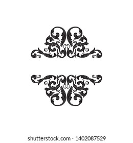 Baroque ornament with filigree in vector format for design frame, pattern. Vintage victorian or damask floral element.
