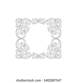 Baroque ornament with filigree in vector format for design frame, pattern. Vintage victorian or damask floral element.