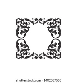 Baroque ornament with filigree in vector format for design frame, pattern. Vintage victorian or damask floral element.