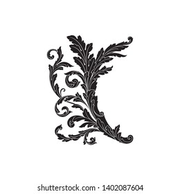 Baroque ornament with filigree in vector format for design frame, pattern. Vintage victorian or damask floral element.