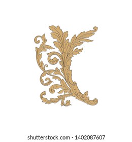 Baroque ornament with filigree in vector format for design frame, pattern. Vintage victorian or damask floral element.