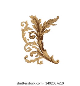 Baroque ornament with filigree in vector format for design frame, pattern. Vintage victorian or damask floral element.