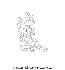 Baroque ornament with filigree in vector format for design frame, pattern. Vintage victorian or damask floral element.