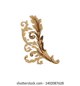 Baroque ornament with filigree in vector format for design frame, pattern. Vintage victorian or damask floral element.