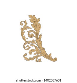 Baroque ornament with filigree in vector format for design frame, pattern. Vintage victorian or damask floral element.