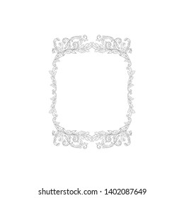 Baroque ornament with filigree in vector format for design frame, pattern. Vintage victorian or damask floral element.