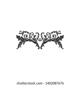 Baroque ornament with filigree in vector format for design frame, pattern. Vintage victorian or damask floral element.