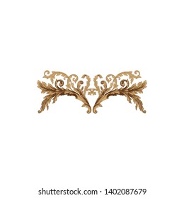 Baroque ornament with filigree in vector format for design frame, pattern. Vintage victorian or damask floral element.