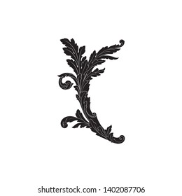 Baroque ornament with filigree in vector format for design frame, pattern. Vintage victorian or damask floral element.