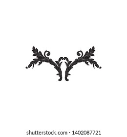 Baroque ornament with filigree in vector format for design frame, pattern. Vintage victorian or damask floral element.