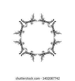Baroque ornament with filigree in vector format for design frame, pattern. Vintage victorian or damask floral element.