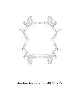 Baroque ornament with filigree in vector format for design frame, pattern. Vintage victorian or damask floral element.