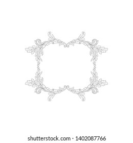 Baroque ornament with filigree in vector format for design frame, pattern. Vintage victorian or damask floral element.