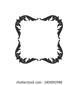 Baroque ornament with filigree in vector format for design frame, pattern. Vintage victorian or damask floral element. 