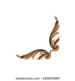 Baroque ornament with filigree in vector format for design frame, pattern. Vintage victorian or damask floral element. 