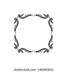 Baroque ornament with filigree in vector format for design frame, pattern. Vintage victorian or damask floral element. 