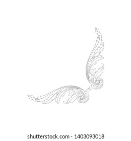Baroque ornament with filigree in vector format for design frame, pattern. Vintage victorian or damask floral element. 