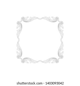 Baroque ornament with filigree in vector format for design frame, pattern. Vintage victorian or damask floral element. 