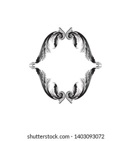 Baroque ornament with filigree in vector format for design frame, pattern. Vintage victorian or damask floral element. 