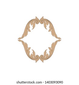 Baroque ornament with filigree in vector format for design frame, pattern. Vintage victorian or damask floral element. 