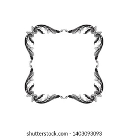 Baroque ornament with filigree in vector format for design frame, pattern. Vintage victorian or damask floral element. 