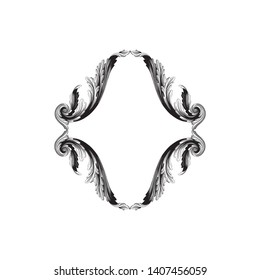 Baroque ornament with filigree in vector format for design frame, pattern. Vintage victorian or damask floral element.