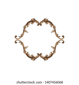 Baroque ornament with filigree in vector format for design frame, pattern. Vintage victorian or damask floral element.