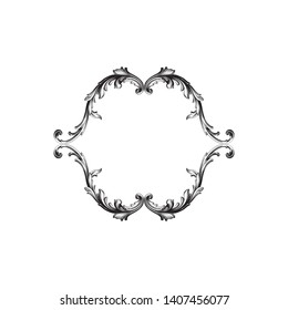 Baroque ornament with filigree in vector format for design frame, pattern. Vintage victorian or damask floral element.