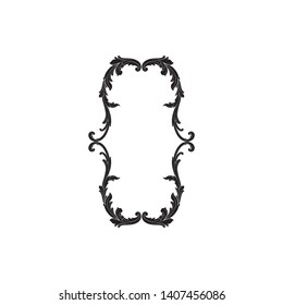 Baroque ornament with filigree in vector format for design frame, pattern. Vintage victorian or damask floral element.