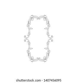 Baroque ornament with filigree in vector format for design frame, pattern. Vintage victorian or damask floral element.