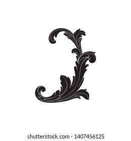 Baroque ornament with filigree in vector format for design frame, pattern. Vintage victorian or damask floral element.