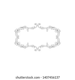 Baroque ornament with filigree in vector format for design frame, pattern. Vintage victorian or damask floral element.