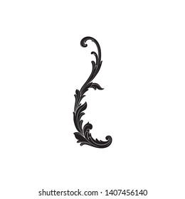 Baroque ornament with filigree in vector format for design frame, pattern. Vintage victorian or damask floral element.