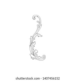 Baroque ornament with filigree in vector format for design frame, pattern. Vintage victorian or damask floral element.