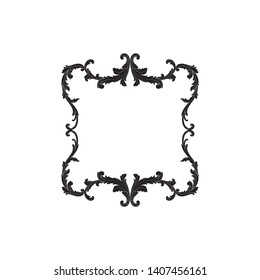 Baroque ornament with filigree in vector format for design frame, pattern. Vintage victorian or damask floral element.