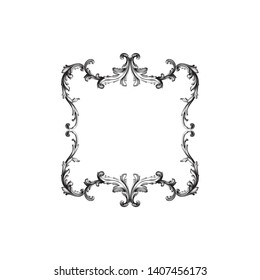 Baroque ornament with filigree in vector format for design frame, pattern. Vintage victorian or damask floral element.