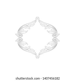 Baroque ornament with filigree in vector format for design frame, pattern. Vintage victorian or damask floral element.