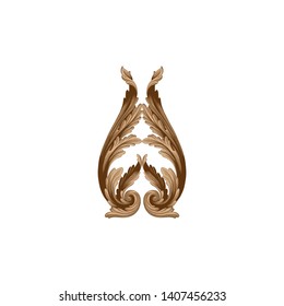 Baroque ornament with filigree in vector format for design frame, pattern. Vintage victorian or damask floral element.